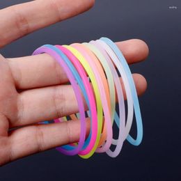 Charm Bracelets 10 Pcs/Set Night Luminous Glow Wristband Gummy Silicone Rubber Hairbands DIY Unisex Bangles For Adults Teens