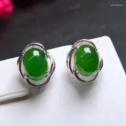 Dangle Earrings Natural Green Jade Stud 925 Sterling Silver Nephrite Hetian Jades Ear Studs Earring Women Fine Jewellery Accessories