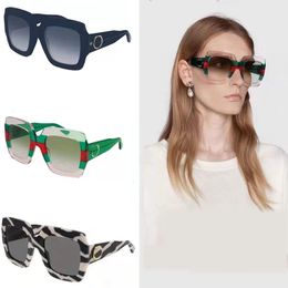 Womens oversized rectangular frame sunglasses fashionable light colored decorative mirror designer high quality UV400 resistant beach party sunglasses GG0178S