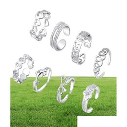 Toe Rings Body Jewellery 8 Piece Foot Set Small Tail Bow Dolphin Love Shape Hawaiian Gqelq Rings3422345 Drop Delivery Dhayx Dhvda