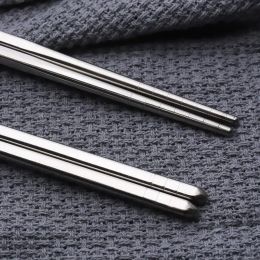 2024 5 Pairs/Set Chinese Metal Chopsticks Non-slip Stainless Steel Chop Sticks Set Reusable chopstick holder Food Sticks Sushi Hashi "for
