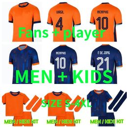 24 25 Euro Cup Netherlands MEMPHIS Soccer Jersey European Cup Holland Club JONG VIRGIL BERGVIJN 2024 KLAASSEN BLIND DE LIGT Men Kids Kit Football Shirt Player version