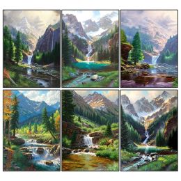 Stitch HOMHOL 5D Diamond Painting Waterfall Full Round Diamond Mosaic Landscape Diamond Embroidery Sale Nature Scenery