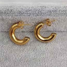 Stud Earrings Gold Plated Stainless Steel C Shape Earring For Women Girls Classic Party Punk Jewelry Gifts E186