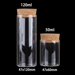 Jars 12pcs/lot 50ml 120ml Glass Test Tube with Cork Stopper Glass Bottles Jars Vials Salt Container for Wedding Favours DIY Craft