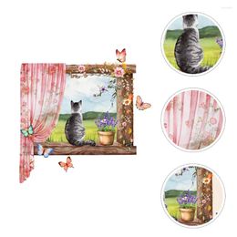 Wallpapers 2pcs Simulated Window Wall Sticker Landscape Fake Decal For Bedroom