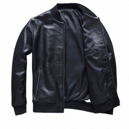 size 4XL Large Cowhide Slim Aviati Genuine Bomber Men Real Cow Leather Flights Jacket Black Aviator Pilot Coat T8MC#