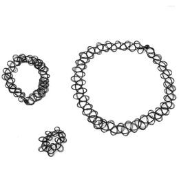 Chains Vintage Boho Tattoo Choker Elastic Stretch Necklace Ring Bracelet Set Retro Henna Drop Delivery Jewelry Necklaces Pendants Otnvz