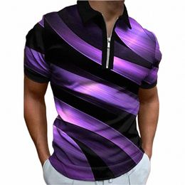 2023 T-shirts Men Zipper Gradient Original Turndown Oversized Quarter Polo Shirt Breathable Tops Men's Clothing Short Sleeve Tee 42ER#
