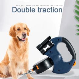 Leashes Dual Dogs Pet Traction Ropes Auto Retractable Pet Cat Dog Leash Rope Adjustable Dual Dogs Strap Leash Auto Flexible Dog Pet Rope