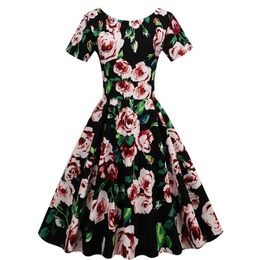 2023 Hepburn Style Elegance Printed Dress French Small Camellia Pure Cotton Skirt 135563