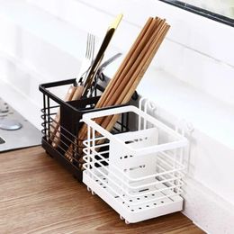 Kitchen Storage Rack Wall Hanging Drain Box Chopsticks Cage Spoon Knife And Fork Shelf Cutlery Tool Supplies