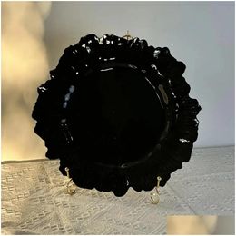 Dishes Plates 50 Pcs Charger Black Plastic Tray 33 Cm Round 13 Inches Acrylic Decorative Dining Plate For Table Setting Drop Delivery Ot5Iu