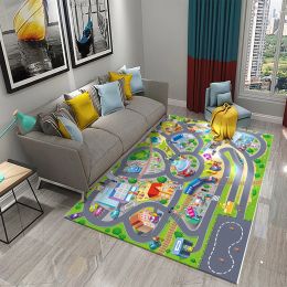 Curtains Kids Road Traffic Carpet Cartoon Car Toys Rug for Boys Girls City Life Educational Rugs Multicolor Baby Bedroom Nursery Play Mat