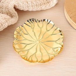 Plates European Luxury Gold Color Fruit Dish Plate Round Dinner Serving Tray Jewelry Earrings Ring Display Wedding Desktop Decor