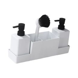 Dispensers Sink Countertop Liquid Hand Soap Dispenser with Storage Tray for Sponges Scrubbers Non Slip Sink Caddy Organizer Pump Bottle