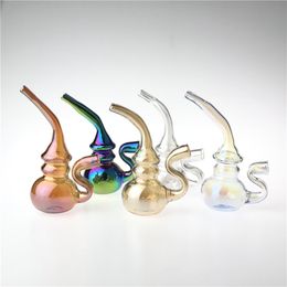 3.5 Inch Glass Cigarette Paper Water Bong with Heady Pyrex Golden Sliver Colorful Pretty Glass Gourd Oil Rigs Water Smoking Pipes