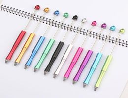 Creativity personalized add a bead beaded pen water drop head DIY beadable metal ball pen handcraft heart shape jewelry decorated 3540910