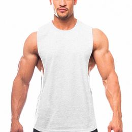 tank Tops Vest Gym Mens Muscle Sleevel Slim Fit Undershirt Vest Bodybuilding Crew Neck Fitn High Quality c3X6#