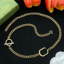 Womens Gold Necklace Pendant Designer Long Necklaces G Jewellery Woman Chains Letter Neckwear Wedding Gift Golden Chain Jewlery Party 2312201D