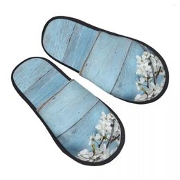 Slippers Branch With Blooming Spring Flowers Fragility Of Warm Home Plush Fashion Soft Fluffy