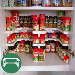 Racks Deluxe Stackable Spicy storage shelf Adjustable Expandable Seasoning Spice Rack Pantry Cabinet Organizer kitchen Shelves White