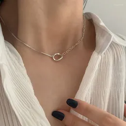 Pendants VENTFILLE 925 Sterling Silver Geometric Circle Pendent Necklace Trendy Temperament Clavicle Chain Jewelry 2024