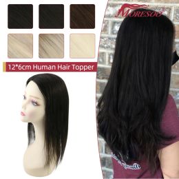 Toppers Moresoo Human Hair Toppers Clip in Machine Remy Brazilian Hair 150% Density Hand Made Mono Base Hair Piece for Women Straight