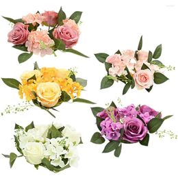 Decorative Flowers 5pcs Rings Artificial Flower Wreaths Table Centrepiece For Wedding