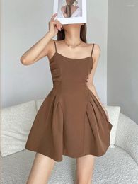 Casual Dresses Summer Fahsion Women Tops Sweet Mini Tank Dress 2024 Elegant Shoulder Strap Slim M670