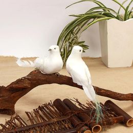 Garden Decorations 1Pc Artificial Pigeon Birds Fake Doves Simulation Feather Christmas Tree Wedding Party Ornaments Home Living Room Decor