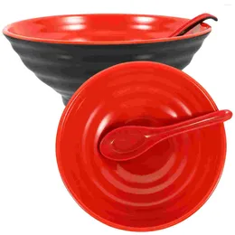 Bowls Ramen Bowl Set Spoon Multi-use Dessert Noodles Multipurpose Japanese Melamine Microwavable Ceramic Packers