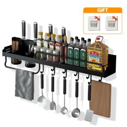 Racks Kichen Organizer Spices Aluminum Multifunction Kichen Shelf Storage Rack Wallmounted Kitchen Organizer for Spices