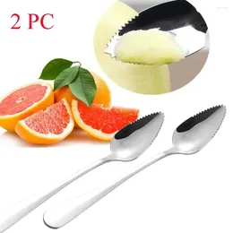 Spoons 2PC Home Thick Stainless Steel Grapefruit Spoon Ice Cream Dessert Serrated Edge Fruit Coffee Stirring Tea