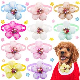 Dog Apparel 50pcs Spring Lace Bow Tie Fashion Grooming For Small Dogs Cats Neckties Pets Accessories