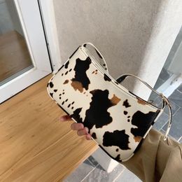 Bag Fashion Design Milk Cow Print Women Underarm Baguette Handbags Vintage PU Leather Girls Shoulder Messenger Bags Armpit