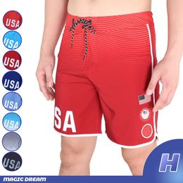 Summer Fashion Brand USA Men Beach Shorts Bermuda Board Waterproof Quick Dry Casual Diving Surfwear Swimwear 240314