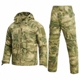 military Warm Sets Men Winter Camo Waterproof Multi-pocket Tactical Parkas+Army Winterize Cargo Pants 2 Pcs Set Outdoor Suits L5fY#