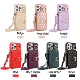 Crossbody wallet phone case shockproof leather case back Credit card case with kickstand fashion women phone cover for iphone 15 14 13 12 11 pro max lyp052