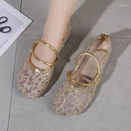 Casual Shoes Summer Woman's Mesh Hollow Out Flat Sole Soft Lace Breathable Beans Fashionable Sandals