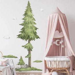 Stickers 215cm Large Forest Tree Wall Stickers Kids Room Bedroom Home Decor Living Room Decorative Pine Tree Children's Wall Stickers PVC