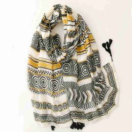 Sarongs Popular new tassel shawl womens thin cotton and hemp shawl 180 * 90cm seasonal anti sand shawl outdoor sun protection beach shawl 24325