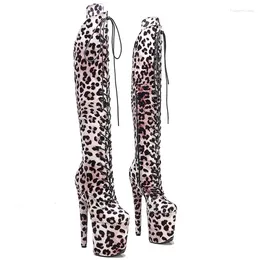 Dance Shoes 20CM/8inches Leopard Suede Upper Modern Sexy Nightclub Pole High Heel Platform Women's Boots 311