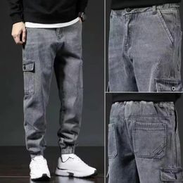 Mens Pants Mid Waist Cargo Retro Streetwear With Ankle-banded Elastic Multi Pockets Plus Size For Comfortable