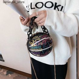 Evening Bags Brand Graffiti Womens Basketball Bag News Hour Bag Fashion Chain Wallet and Handbag Designer Cross Body Bag Luxury Bag Q240225