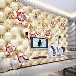 Wallpapers Wellyu Custom Large - Scale Murals Luxury Romantic Jewelry Flowers White Swan 3D TV Background Wall Non Woven Wallpaper