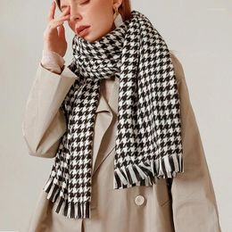 Scarves Houndstooth Scarf Women Autumn And Winter 2024 Plaid Imitation Cashmere Warm Tassel Shawl Thickened Cold-proof