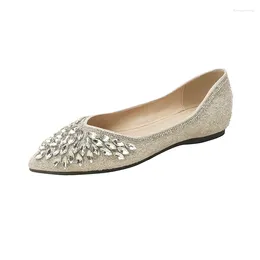 Casual Shoes Pointed-toe Flats Women Point Toe Rhinestone Boat