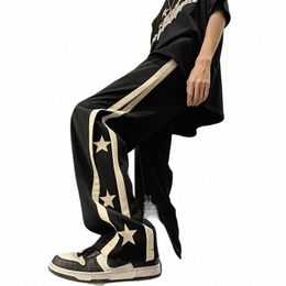 y2k Star Sweatpants Men Black Sports Pants Wide Leg Trousers Male Japanese Streetwear Hip Hop Graphic Loose Casual P2BJ#