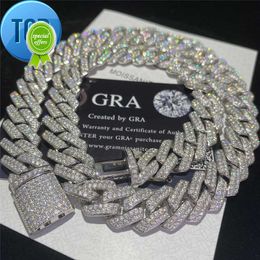 Stock Iced Out Vvs Moissanite Cuban Bracelet 925 Silver Bling Diamond Link Chain Hip Hop Men Jewelry Necklace 6UCW